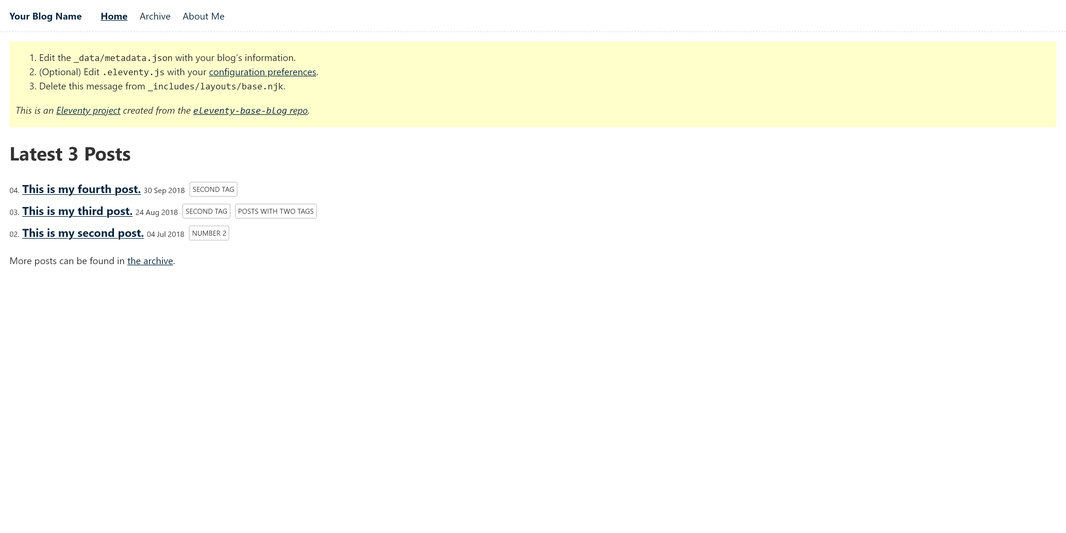 Eleventy Homepage capture