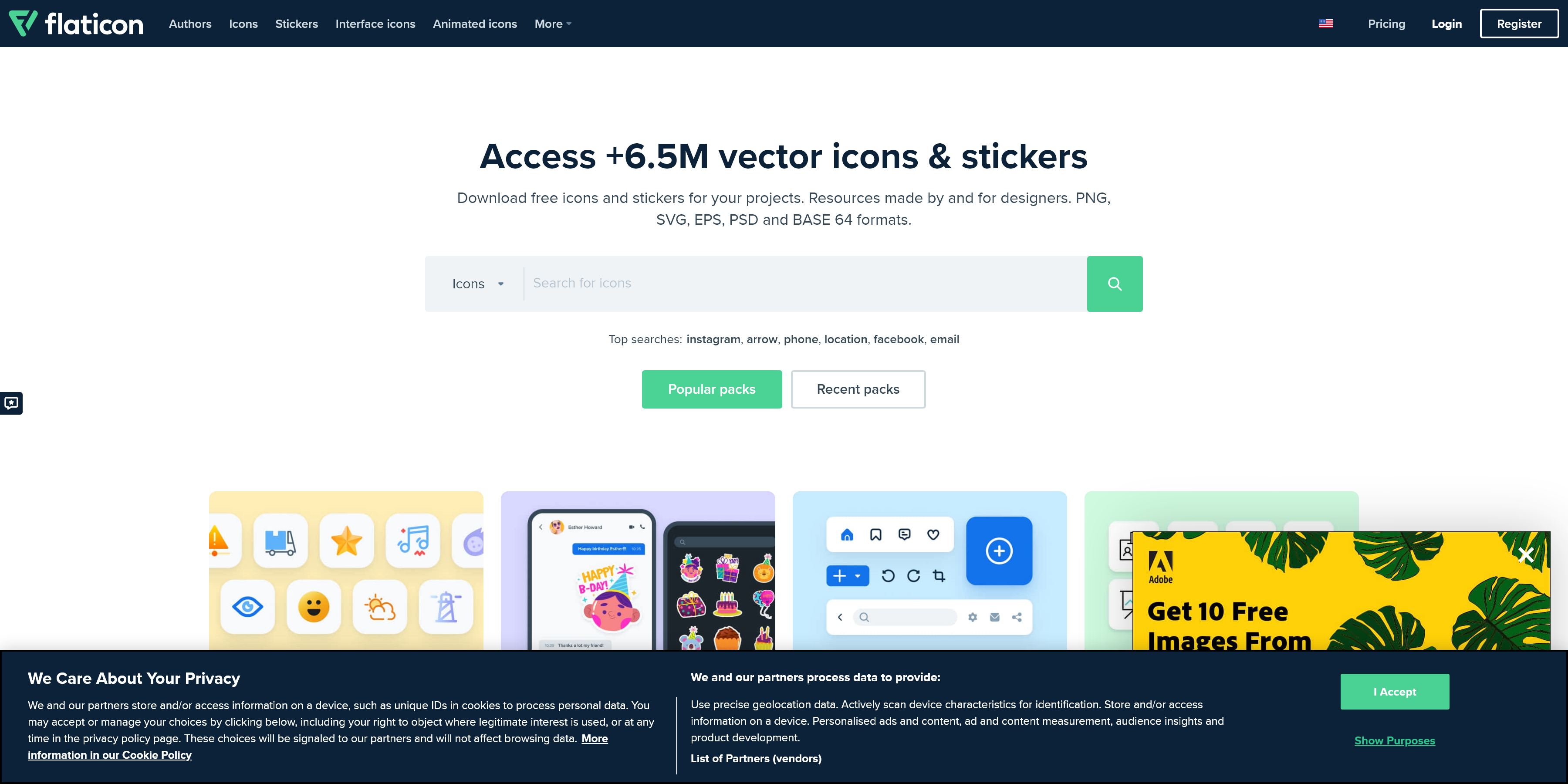 Flat Icon Homepage capture
