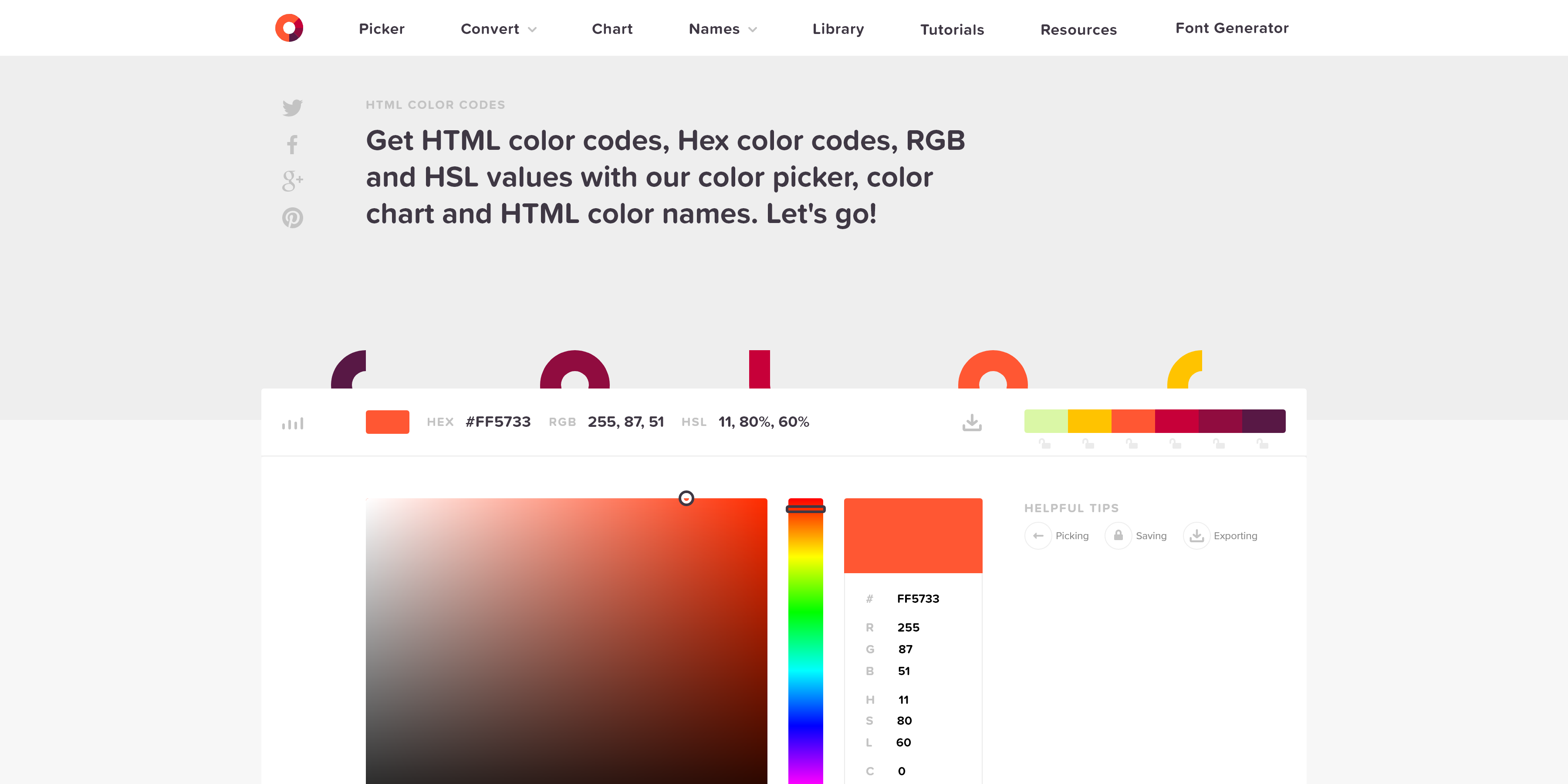 HTML Color Codes Homepage capture
