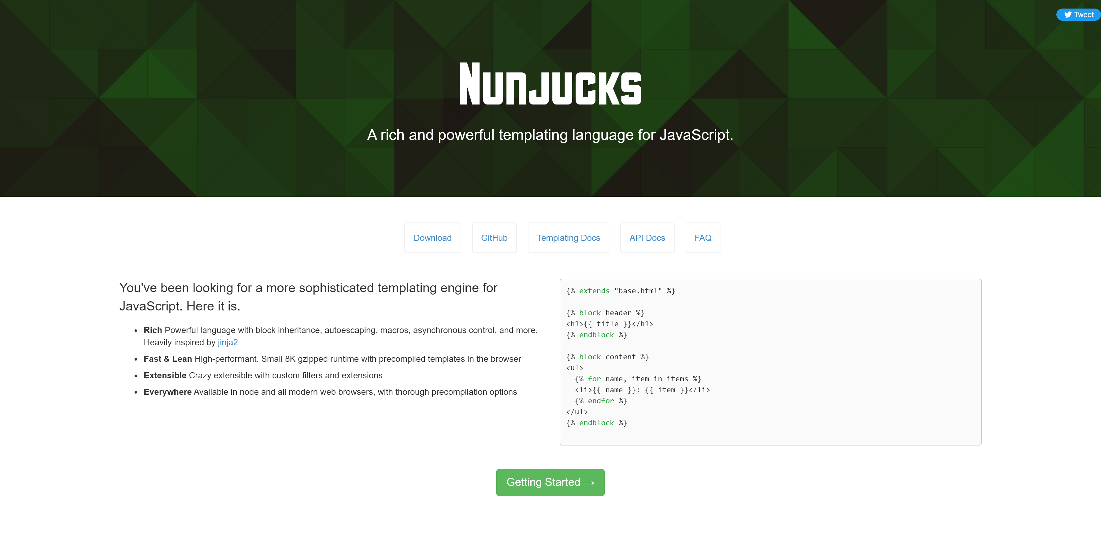 Nunjucks Homepage capture